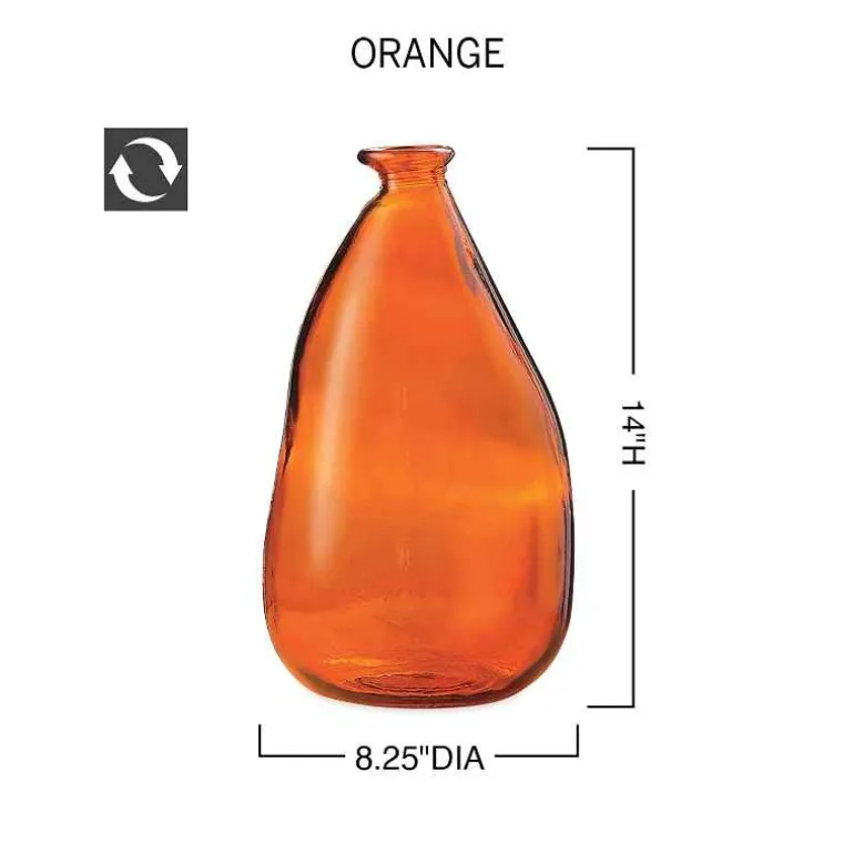Oblong Recycled Glass Balloon Vase, 14" - Amber