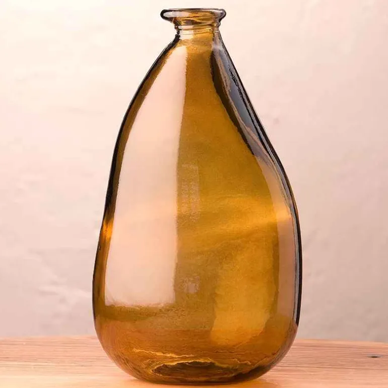 Oblong Recycled Glass Balloon Vase, 14" - Mocha