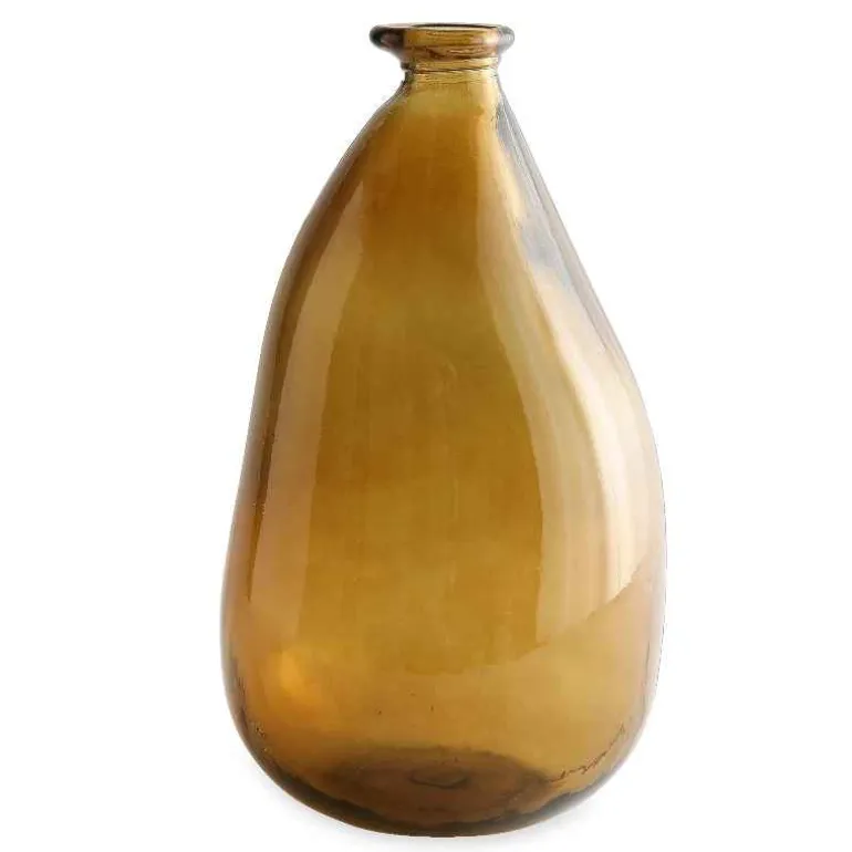 Oblong Recycled Glass Balloon Vase, 14" - Mocha