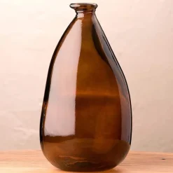 Oblong Recycled Glass Balloon Vase, 14" - Chocolate