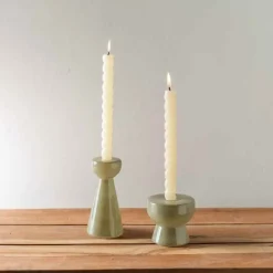 Olive Green Milky Glass Candleholder