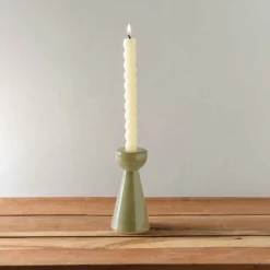 Olive Green Milky Glass Candleholder