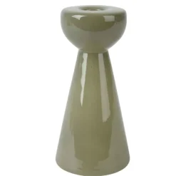 Olive Green Milky Glass Candleholder