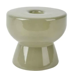 Olive Green Milky Glass Candleholders, set of 2
