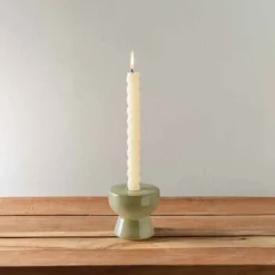 Olive Green Milky Glass Candleholders, set of 2