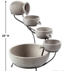 Oslo Dark Grey Solar Cascade Fountain