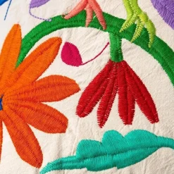 Otomi Mexican Embroidered Bird Stitched Pillow Cover