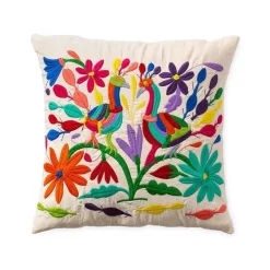 Otomi Mexican Embroidered Bird Stitched Pillow Cover