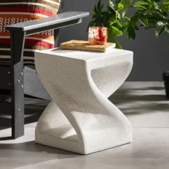 Outdoor White Twist Side Table