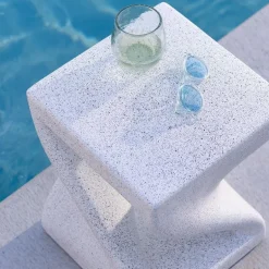 Outdoor White Twist Side Table