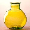 Oval Recycled Glass Balloon Vase, 12" - Citron Green