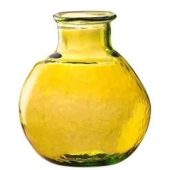 Oval Recycled Glass Balloon Vase, 12" - Citron Green