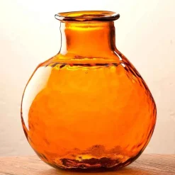 Oval Recycled Glass Balloon Vase, 12" - Amber