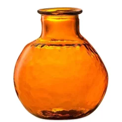 Oval Recycled Glass Balloon Vase, 12" - Amber