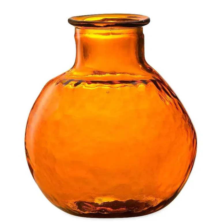 Oval Recycled Glass Balloon Vase, 12" - Amber