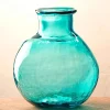 Oval Recycled Glass Balloon Vase, 12" - Aqua