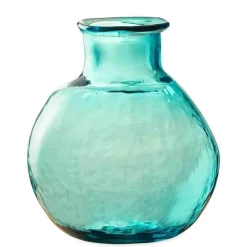 Oval Recycled Glass Balloon Vase, 12" - Aqua