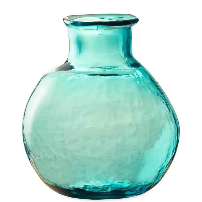 Oval Recycled Glass Balloon Vase, 12" - Aqua