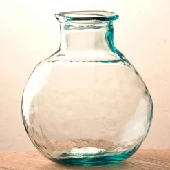 Oval Recycled Glass Balloon Vase, 12" - Clear