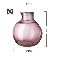Oval Recycled Glass Balloon Vase, 12" - Pink