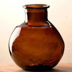 Oval Recycled Glass Balloon Vase, 12" - Chocolate