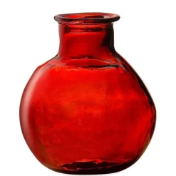 Oval Recycled Glass Balloon Vase, 12" - Red