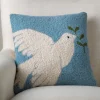 Peace Dove Hand-Hooked Pillow, 16" sq.
