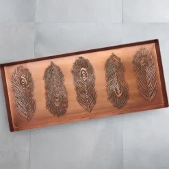 Peacock Feather Copper-Finish Boot Tray