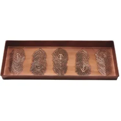 Peacock Feather Copper-Finish Boot Tray