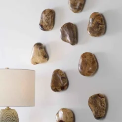 Pebbles Wood Wall Decor, Set of 9 - Blond