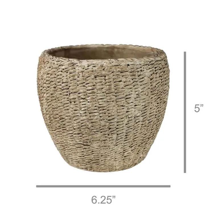Pedro Cement Basket Large Cachepot, Set of 2