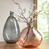 Pink and Gray Recycled Glass Balloon Vases, set of 2