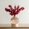 Pink 7" Balloon Vase with 5 Stems of Fresh Cut Orchids - Burgundy