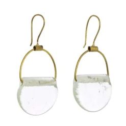 Playa Recycled Glass Drop Brass Earrings