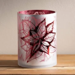 Poinsettia Glass Hurricane, Large