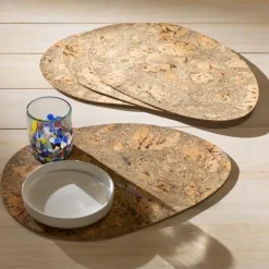 Portuguese Cork Egg-Shaped Placemats, Set of 4