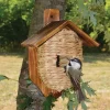 Post-Mounted Natural Grass Roosting Pocket Birdhouse