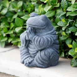 Praying Frog Volcanic Ash Statue