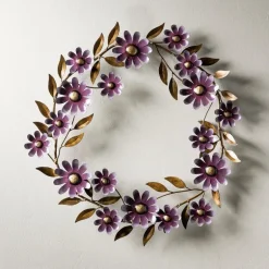 Purple Recycled Metal Flower Decorative Wreath