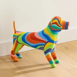 Rainbow Paper Mache Beagle Dog