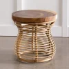 Rattan and Wood Side Table