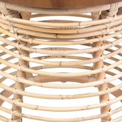 Rattan and Wood Side Table