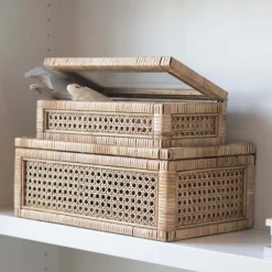 Rattan Display Boxes, set of 2