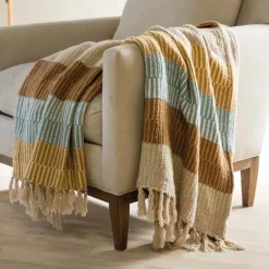 Reclaimed Cotton Woven Striped Throw