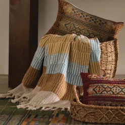Reclaimed Cotton Woven Striped Throw