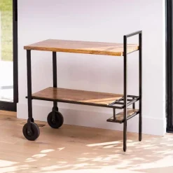 Reclaimed Live-Edge Wood Bar Cart