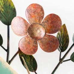 Reclaimed Metal Dragonfly Floral Wall Art