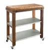 Reclaimed Rolling Butcher Block Kitchen Island with Storage