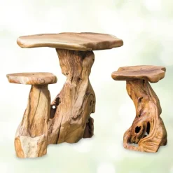 Reclaimed Teak Outdoor Table and Stools, Set of 3