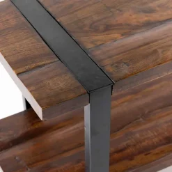 Reclaimed Wood and Metal Bench with Shelf